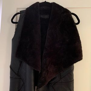 Blank NYC Black Faux Fur & Faux Leather Vest